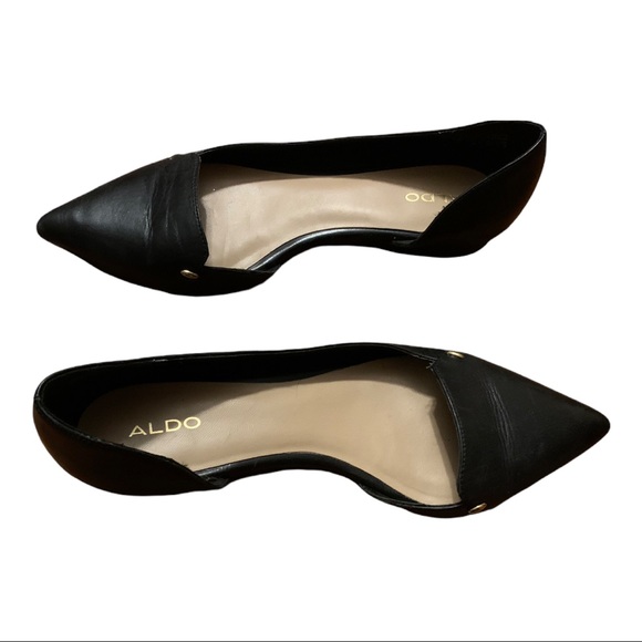 Aldo Size 9 Black Leather flat - Picture 1 of 6